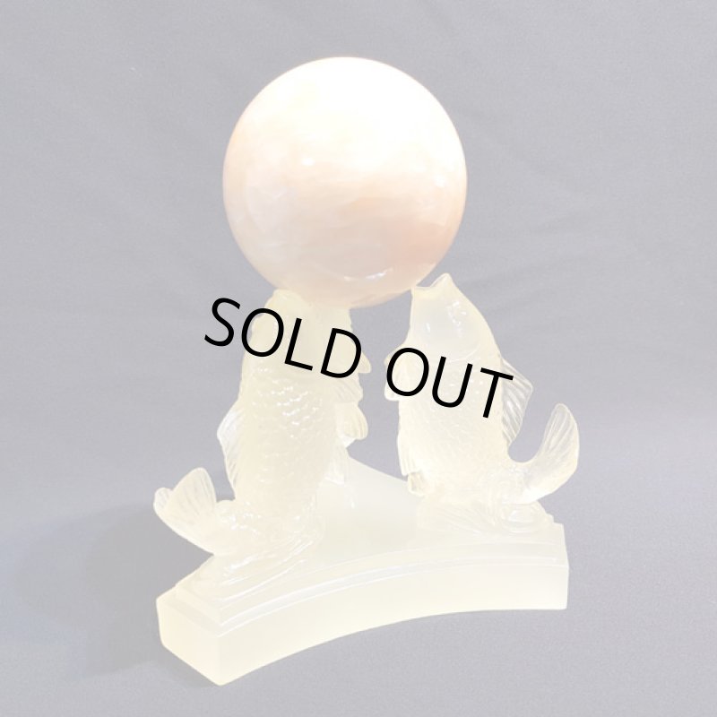 画像3: ☆01/01UP☆謹賀新年:満月のオレンジカルサイトボール&魚の台座付：浮かぶ満月 (3)