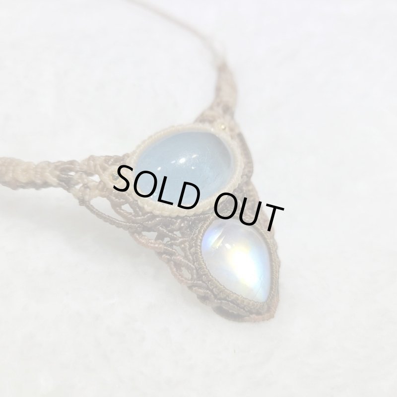 画像4: ☆03/18UP☆満月アクアマリン：蝶になれ！レインボームーンストーン：先生作品：1点物の美しいマクラメデザイン：3月記念：ワームムーン (4)