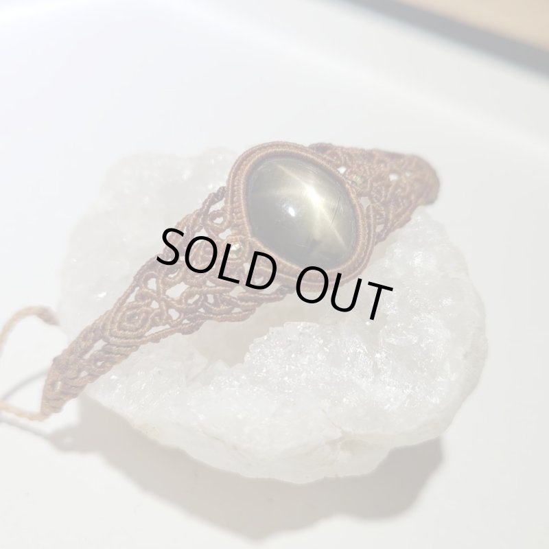 画像2: ☆04/05UP☆先生作品：ブラックスターサファイア：マクラメデザインネックレス：星のダンシング2 (2)