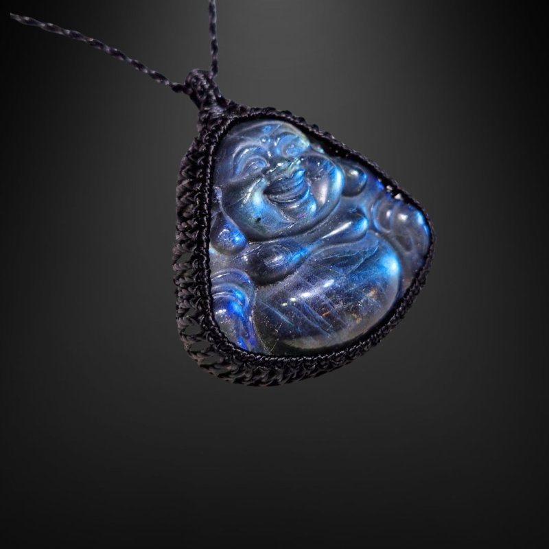 画像3: ☆08/19UP☆ディープブルーラブラドライト:ほていさんカービング彫り物:ほていの声(Voice of hotei)2 (3)