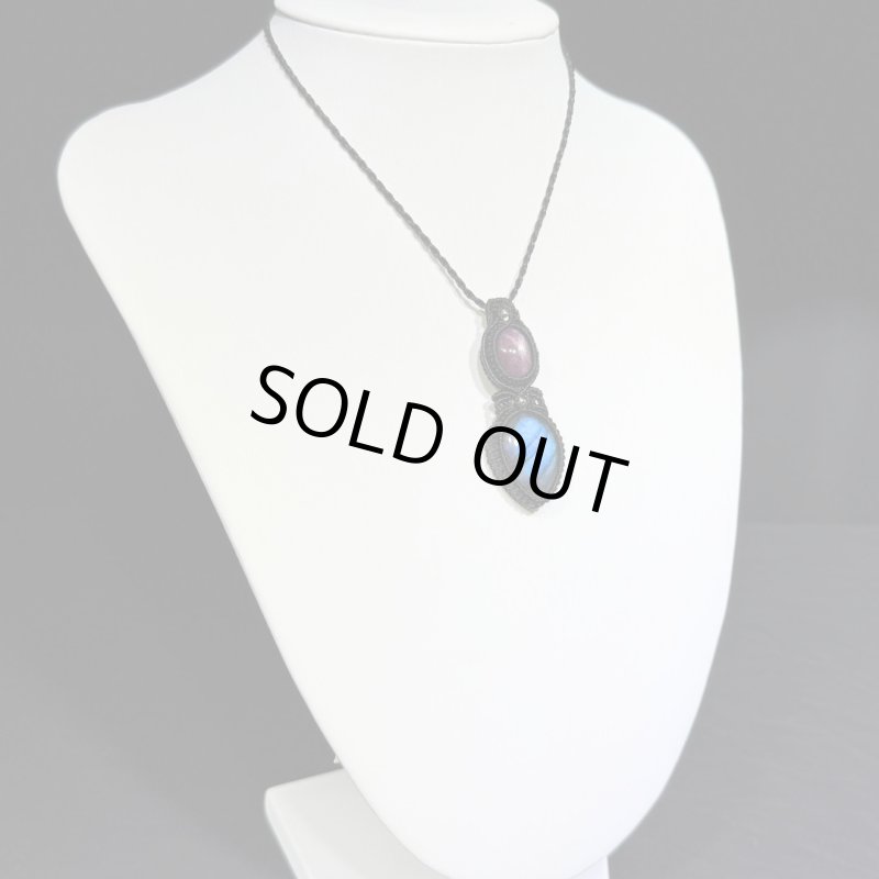 画像5: ☆12/13UP☆天然ハイクオリティパープルスターサファイア×ラブラドライト：ばっちりスター:クリスタルブレス (5)