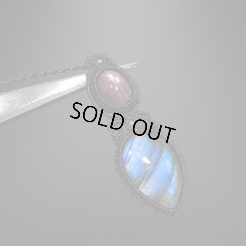 画像2: ☆12/13UP☆天然ハイクオリティパープルスターサファイア×ラブラドライト：ばっちりスター:クリスタルブレス (2)