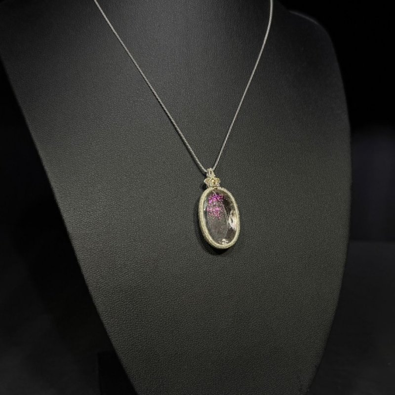 画像5: ☆12/13UP☆大人気近年人気急上昇：ブラジル産：奇跡のピンクシラー：先生作品；正面ギラギラのピンク色：水晶：エターナルフレイム (5)