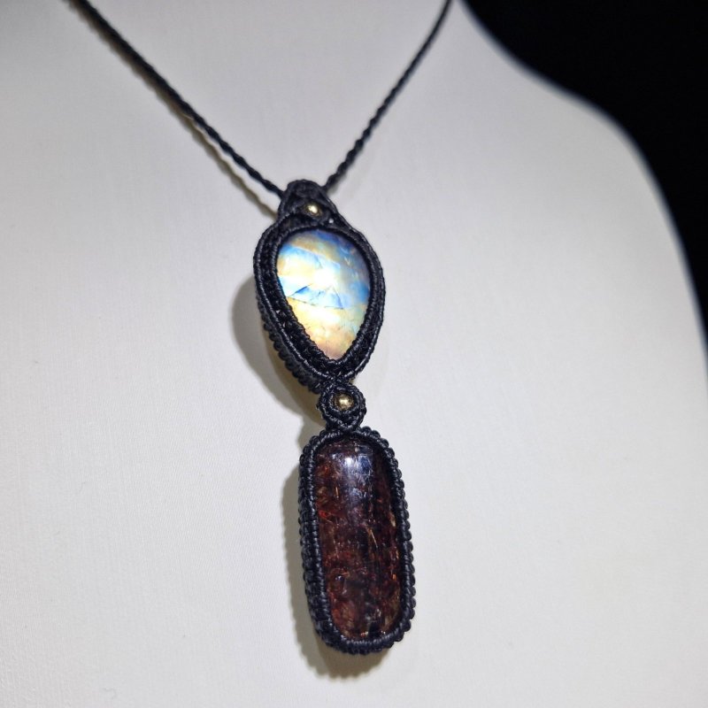 画像3: ☆05/08UP☆ロイヤルムーンストーン×レッドルチルクォーツ：素敵な組み合わせ：最高品質のムーンストーン：虹の谷2 (3)