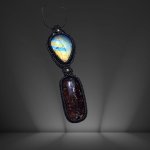 画像1: ☆05/08UP☆ロイヤルムーンストーン×レッドルチルクォーツ：素敵な組み合わせ：最高品質のムーンストーン：虹の谷2 (1)