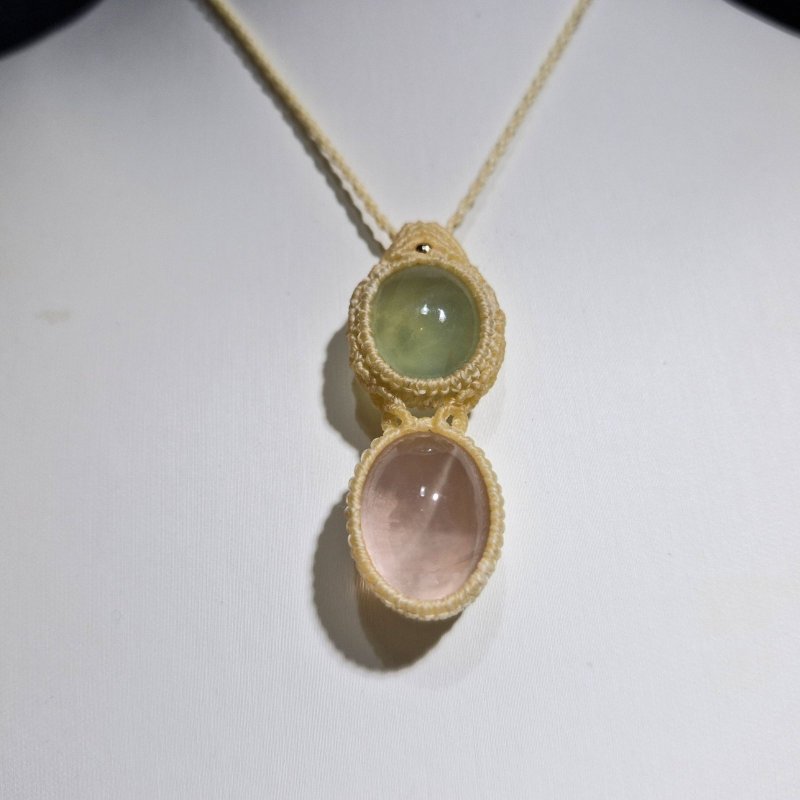 画像2: ☆05/08UP☆プレナイト×スターローズクォーツ：パステルな素敵な組み合わせ：とてもかわいい二つの石：愛の結晶星（ジュエル・スター・オブラブ） (2)