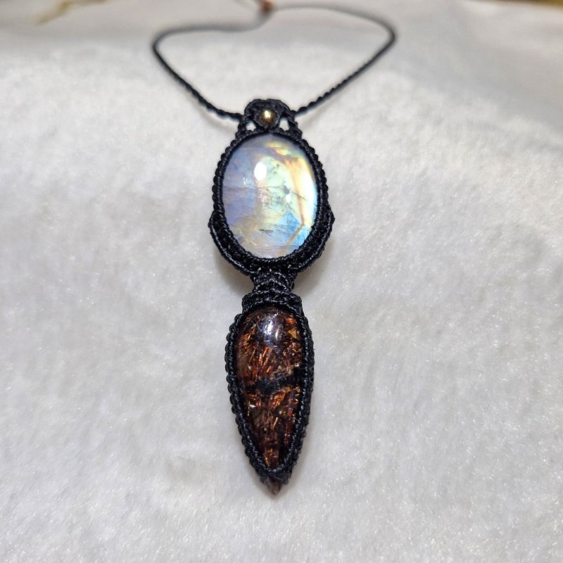 画像5: ☆05/08UP☆ロイヤルムーンストーン×レッドルチルクォーツ：素敵な組み合わせ：最高品質のムーンストーン：虹の谷 (5)