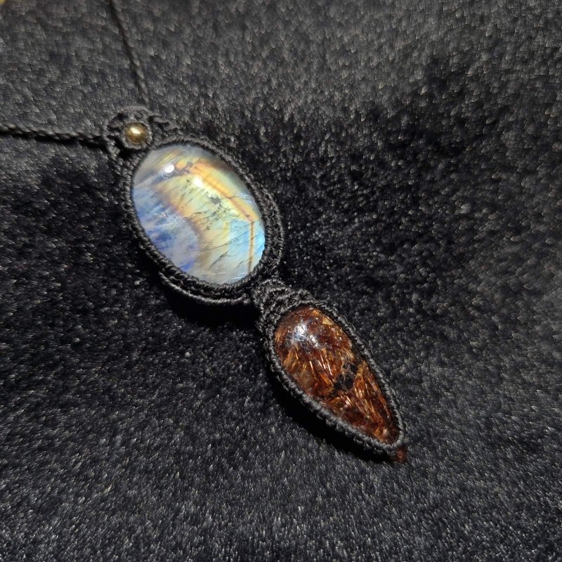 画像9: ☆05/08UP☆ロイヤルムーンストーン×レッドルチルクォーツ：素敵な組み合わせ：最高品質のムーンストーン：虹の谷 (9)