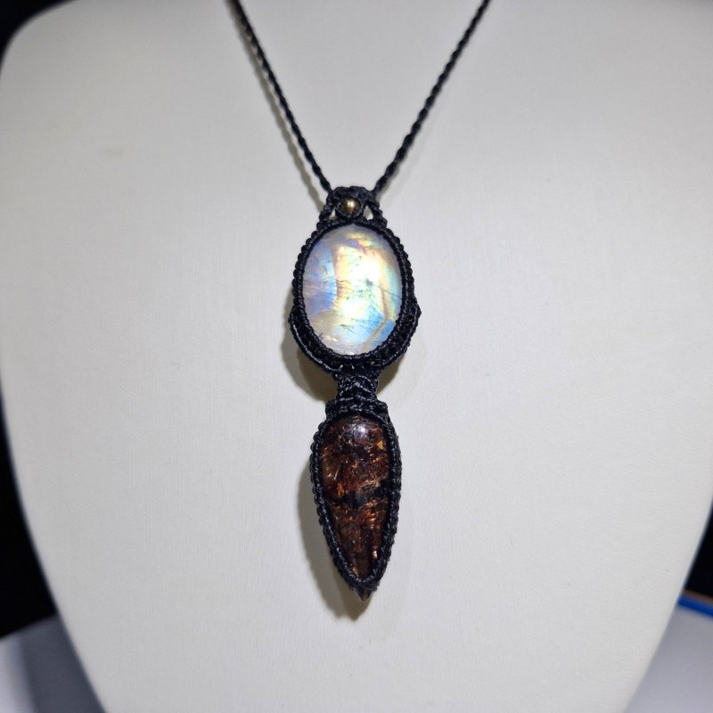 画像3: ☆05/08UP☆ロイヤルムーンストーン×レッドルチルクォーツ：素敵な組み合わせ：最高品質のムーンストーン：虹の谷 (3)