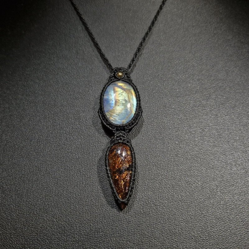 画像6: ☆05/08UP☆ロイヤルムーンストーン×レッドルチルクォーツ：素敵な組み合わせ：最高品質のムーンストーン：虹の谷 (6)