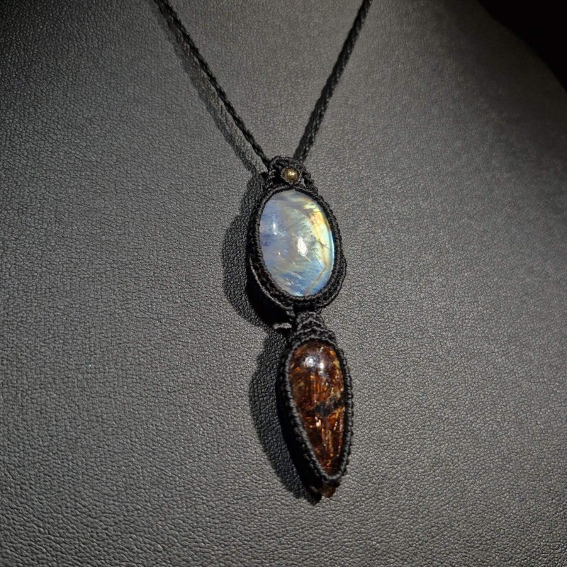 画像7: ☆05/08UP☆ロイヤルムーンストーン×レッドルチルクォーツ：素敵な組み合わせ：最高品質のムーンストーン：虹の谷 (7)