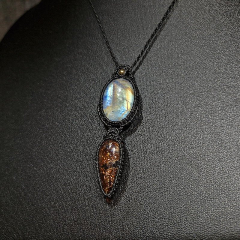 画像8: ☆05/08UP☆ロイヤルムーンストーン×レッドルチルクォーツ：素敵な組み合わせ：最高品質のムーンストーン：虹の谷 (8)