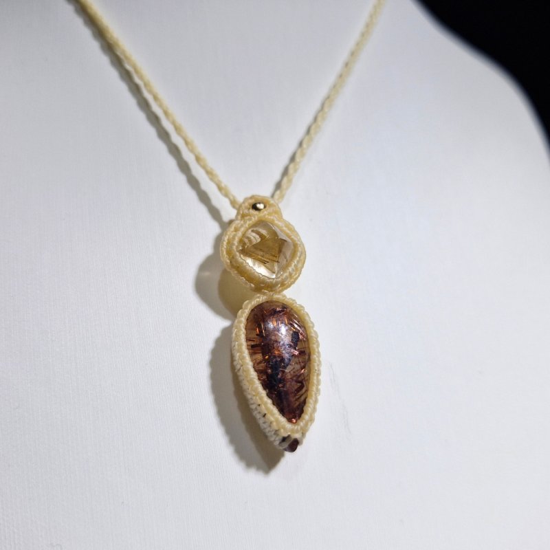 画像2: ☆05/08UP☆ゴールドルチル×レッドルチルクォーツ：最高品質の2点を豪華にふんだんに使いました：金運のエネルギーをあなたに：金の羅針盤 (2)