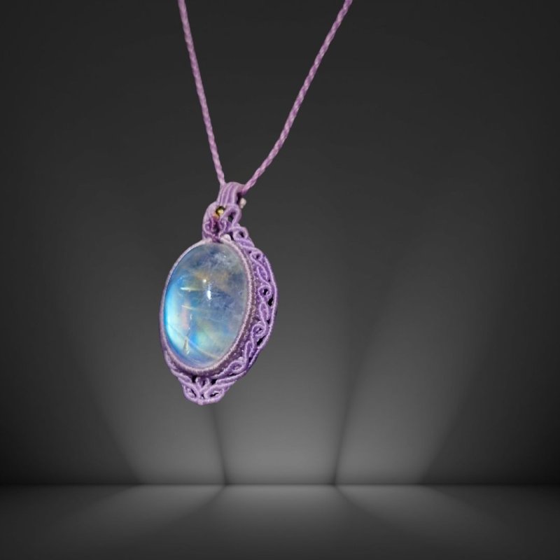 画像3: ☆07/09UP☆月の波動：先生作品：マイ黒マクラメ：ロイヤルレインボームーンストーン：月の暦シリーズ：月のかけらムーンストーン：  月詠（つくよみ） (3)