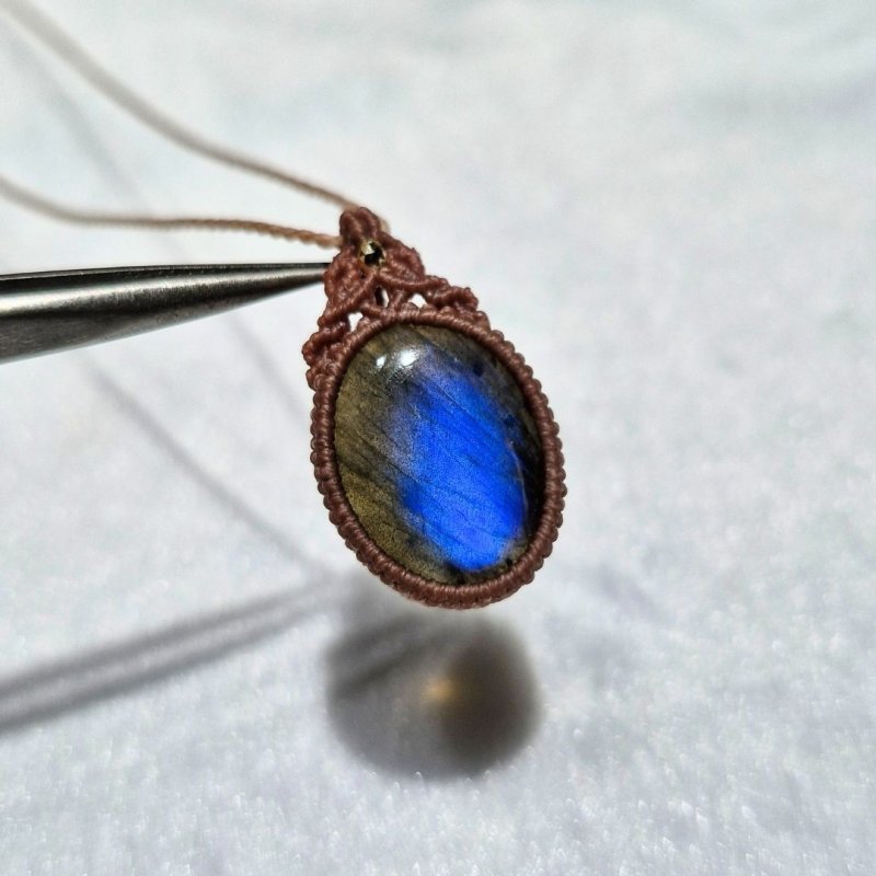 画像5: ☆11/05UP☆先生作品：ハクオリティラブラドライト：マイクロマクラメジュエリーシリーズ：満月の世界へ:神聖なる世界：蒼影（そうえい） (5)