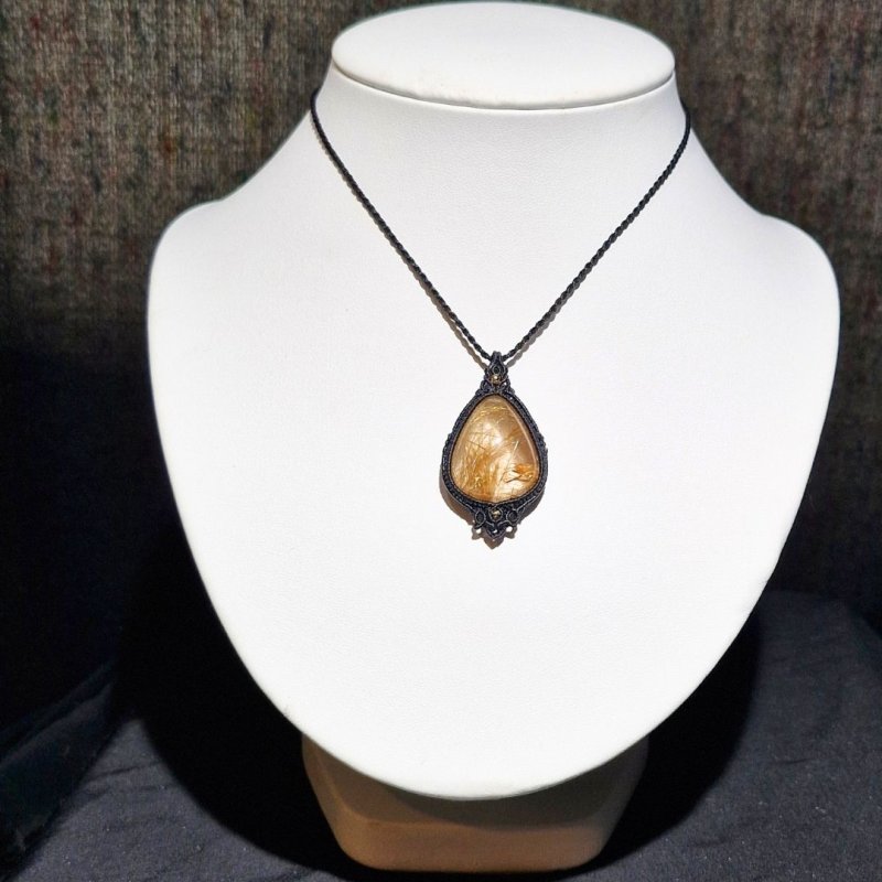 画像3: ☆11/05UP☆先生作品マイクロマクラメジュエリー：ブラジル産ゴールドルチルクォーツ！金の針金が水晶の中に：美しい金の結晶：Aurora Whisper（オーロラのささやき） (3)