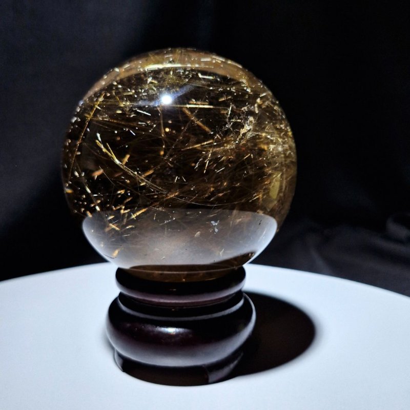 画像4: ☆12/03UP☆月のかけら史上最高峰：ゴールドスモーキールチルクォーツ；コレクションピースを大放出：丸玉加工：金の流星：Golden Smoky Orb（ゴールデン・スモーキー・オーブ） (4)