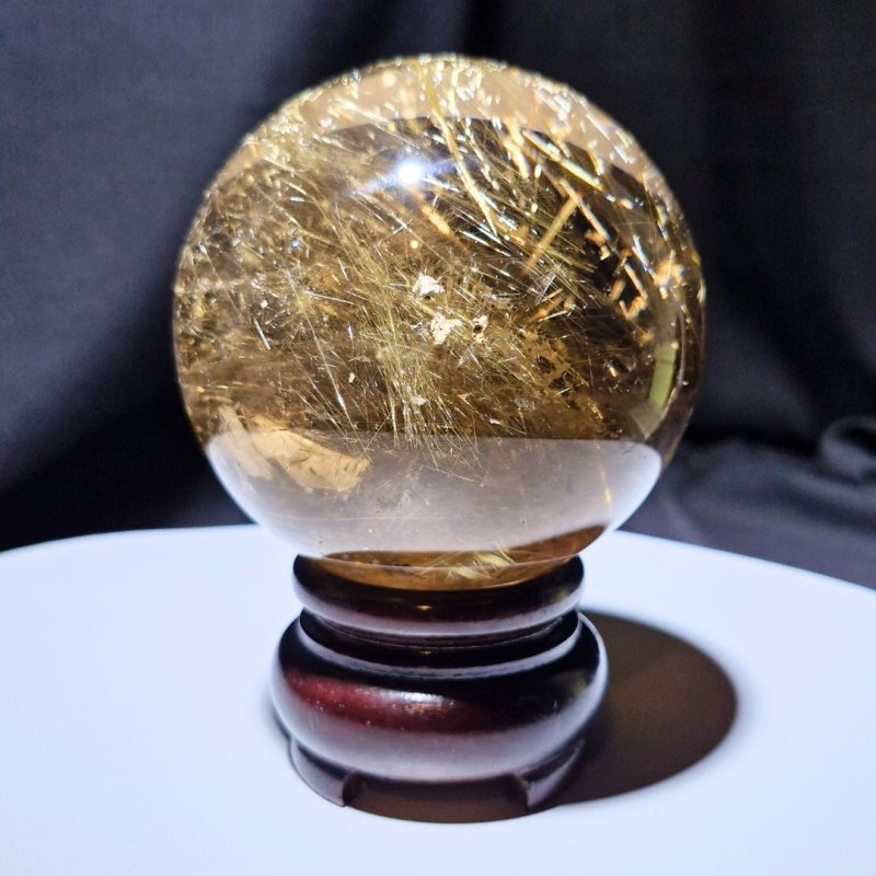 画像2: ☆12/03UP☆月のかけら史上最高峰：ゴールドスモーキールチルクォーツ；コレクションピースを大放出：丸玉加工：金の流星：Golden Smoky Orb（ゴールデン・スモーキー・オーブ） (2)