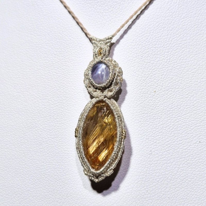 画像6: ☆11/05UP☆先生作品マイクロマクラメジュエリー：ブラジル産ゴールドルチルクォーツ×超ハイクオリティスターサファイヤ！金の針金が水晶の中に：美しい金の結晶：Lightweaver Charm（ライトウィーバー・チャーム） (6)