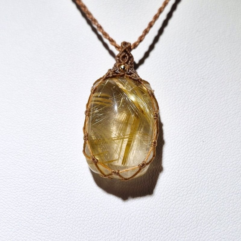 画像6: ☆11/05UP☆先生作品マイクロマクラメジュエリー：ブラジル産ゴールドルチルクォーツ！金の針金が水晶の中に：美しい金の結晶：Golden Ray Talisman（ゴールデンレイ・タリスマン） (6)