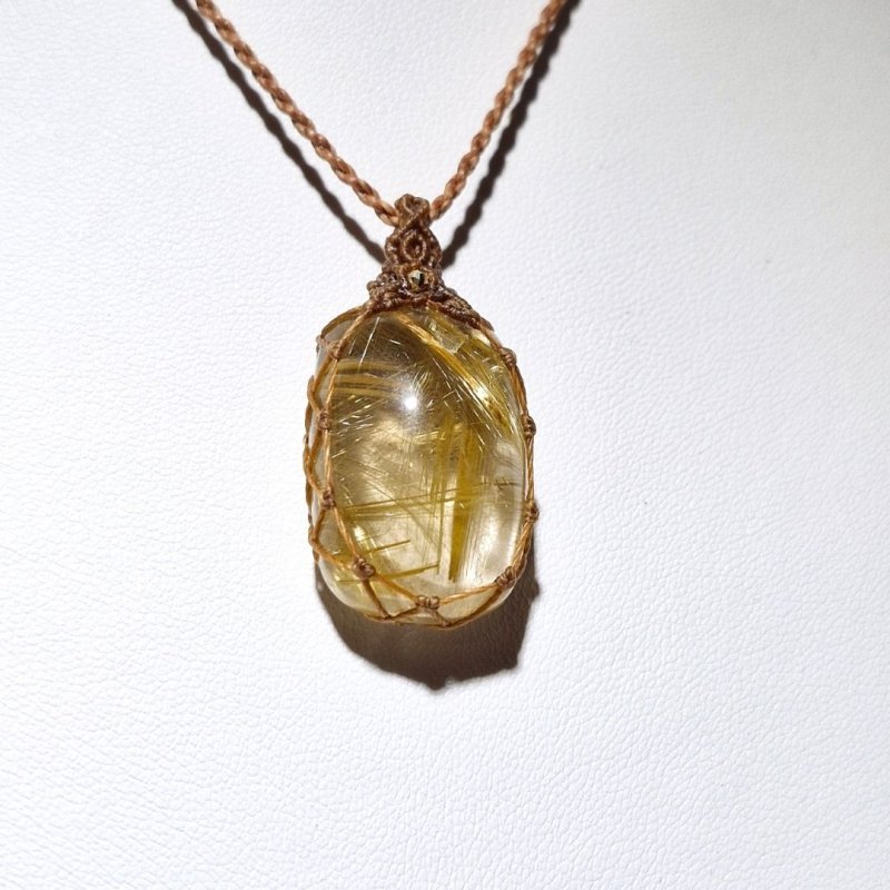 画像5: ☆11/05UP☆先生作品マイクロマクラメジュエリー：ブラジル産ゴールドルチルクォーツ！金の針金が水晶の中に：美しい金の結晶：Golden Ray Talisman（ゴールデンレイ・タリスマン） (5)