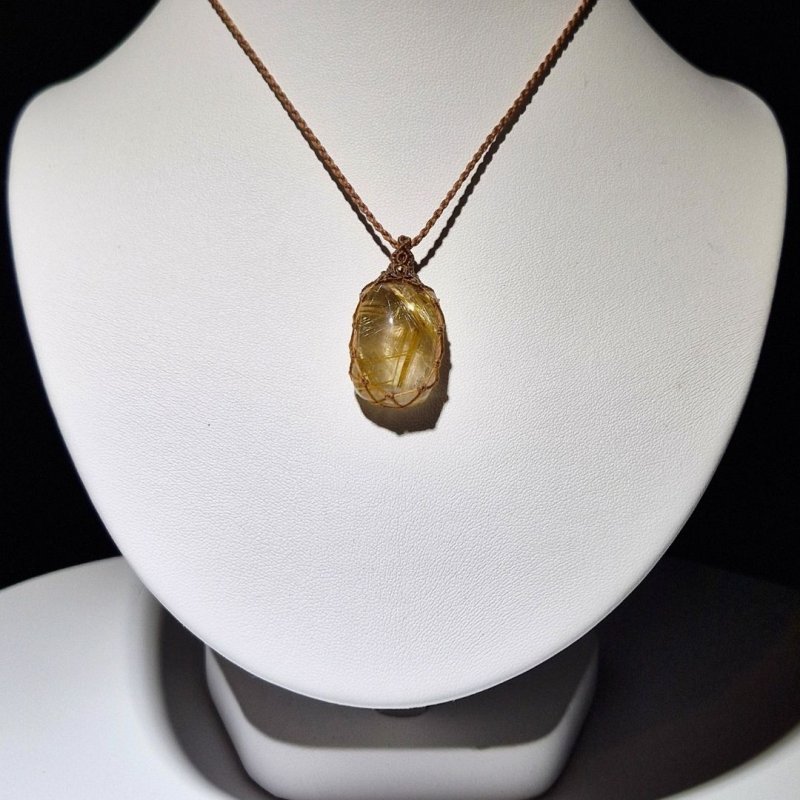 画像7: ☆11/05UP☆先生作品マイクロマクラメジュエリー：ブラジル産ゴールドルチルクォーツ！金の針金が水晶の中に：美しい金の結晶：Golden Ray Talisman（ゴールデンレイ・タリスマン） (7)