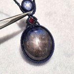 画像4: ☆1/01UP☆先生作品マイクロマクラメジュエリー：スタースターサファイヤ×超ハイクオリティムーンストーン：星の王子 (4)