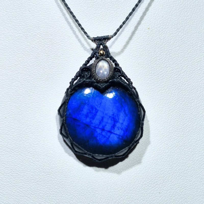 画像2: ☆01/01UP☆先生作品：ハクオリティラブラドライト：ラウンドカット：マイクロマクラメジュエリーシリーズ：満月の世界へ:神聖なる世界：Origin Drop（オリジン・ドロップ） (2)